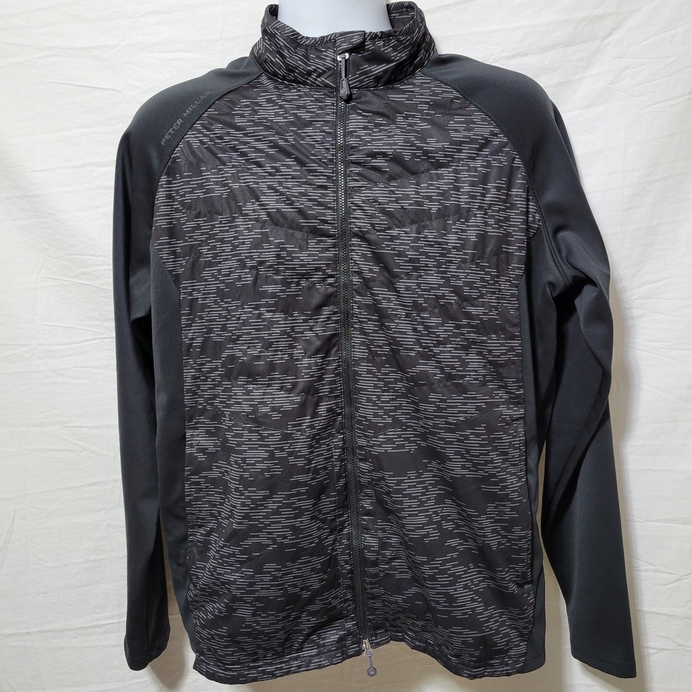Peter Millar Crown Sport Size Large Merge Elite Hybrid Jacket Black Camo Zip